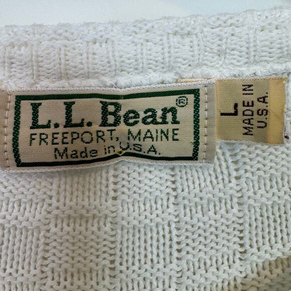 1980's L.L. Bean Made in USA 100% Cotton Mixed Knit Floral Short Sleeve Sweater - Picture 9 of 9